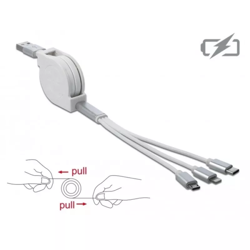 USB kabelis DeLOCK 85850 0,98 m USB 2.0 USB A USB C/Micro‑USB B/Lightning