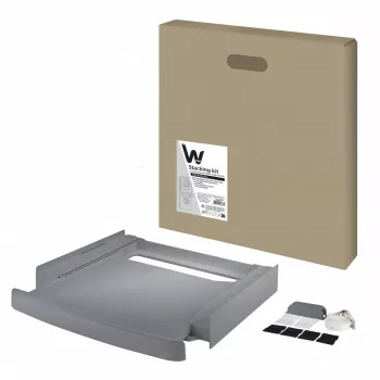 Savienotājs kraušanas komplektam WHIRLPOOL C00855467 60 x 60 cm veļas mazgājamai mašīnai un žāvētājam, izvelkamais plaukts, siksna un pretslīdes paliktņi