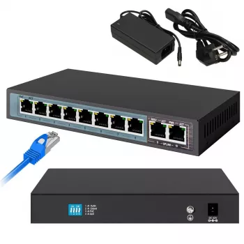 Extralink PoE slēdzis CERES 8x 100Mb/s PoE/PoE+, 2x RJ45 Uplink 100Mb/s, 96W
