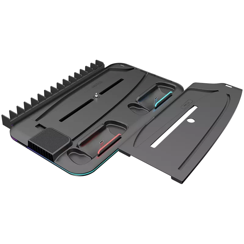 Dzesēšanas statīvs CANYON CS-51 RGB PS5 plāns melnā krāsā ar dubultu kontrolieru uzlādi
