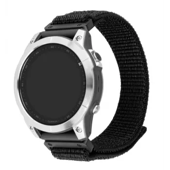 Maiņas 26 mm QuickFit neilona pulksteņa siksna FIXED priekš Garmin, melna