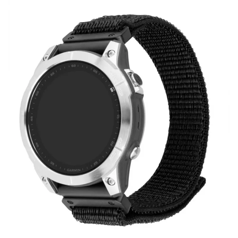 Maiņas 26 mm QuickFit neilona pulksteņa siksna FIXED priekš Garmin, melna
