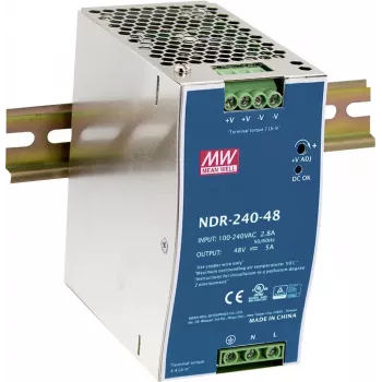 MEAN WELL NDR-240-48 komutācijas barošanas avots DIN sliedei, 240W, 48V 48V, 240W