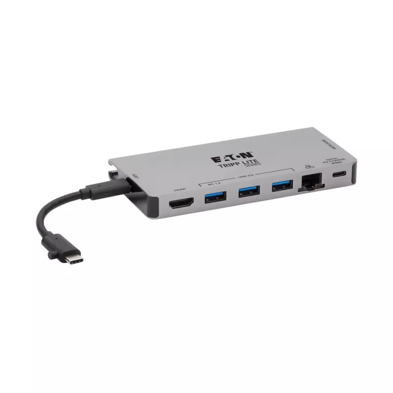 USB-C dokstacija - 4K HDMI, USB 3.2 Gen 1, USB-A centrmezgls, GbE, atmiņas karte, 100W PD uzlāde, noņemams vads U442-DOCK5D-GY