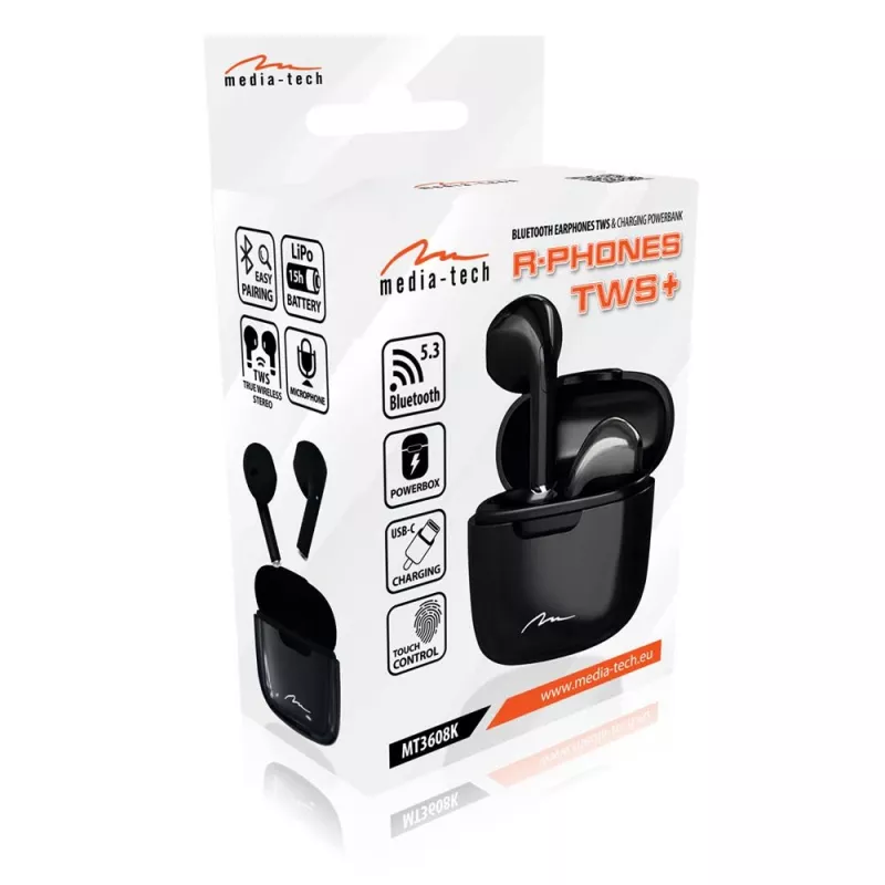 Austiņas Media-Tech MT3608K R-Phones TWS+ melnas