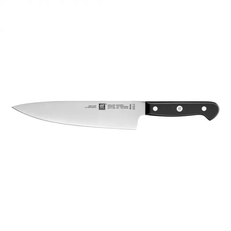 Nažu komplekts ZWILLING Gourmet 3 gab. — kalti tērauda asmeņi 10/16/20 cm, melni plastmasas rokturi, droši mazgājami trauku mašīnā