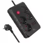 Pagarinātājs MACLEAN MCE393 B — 4 rozetes, 3×USB, 110–240V, 2500W, 3 m kabelis, melns