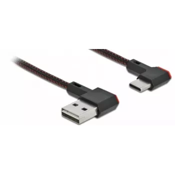 USB kabelis DeLOCK EASY-USB 2.0 Type-A vīr. – Type-C vīr. leņķveida 0,2 m melns