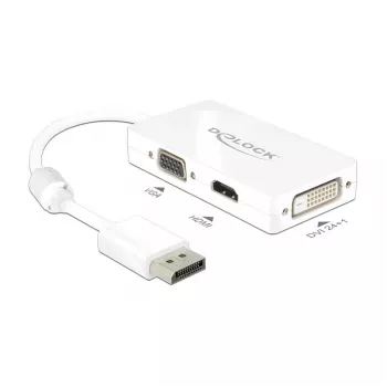 DELOCK Adapter kabelis DisplayPort Plug > 1 x VGA + 1 x HDMI + 1 x DVI 24+1 Balts