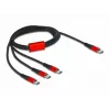 USB uzlādes kabelis DeLOCK 3 vienā USB Type-C uz 3 x USB Type-C 1 m melns/sarkans