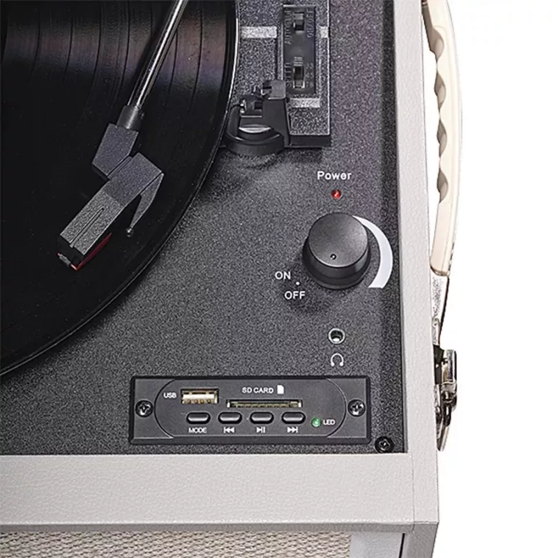 Vinila plašu atskaņotājs Denver VPR-250 melns pelēks kokmateriāls 33 1/3 45 78 RPM