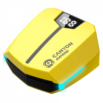 Canyon GTWS-2 Bezvadu ausu āķa austiņas spēlēm USB Type-C uzlādes doks Dzeltens (CND-GTWS2Y)