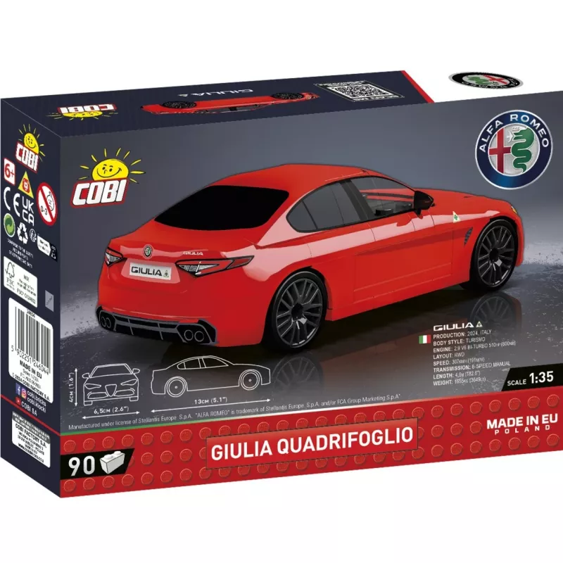 Būvējamais komplekts COBI Giulia Quadrifoglio 90 gabali bērniem no 6 gadu vecuma