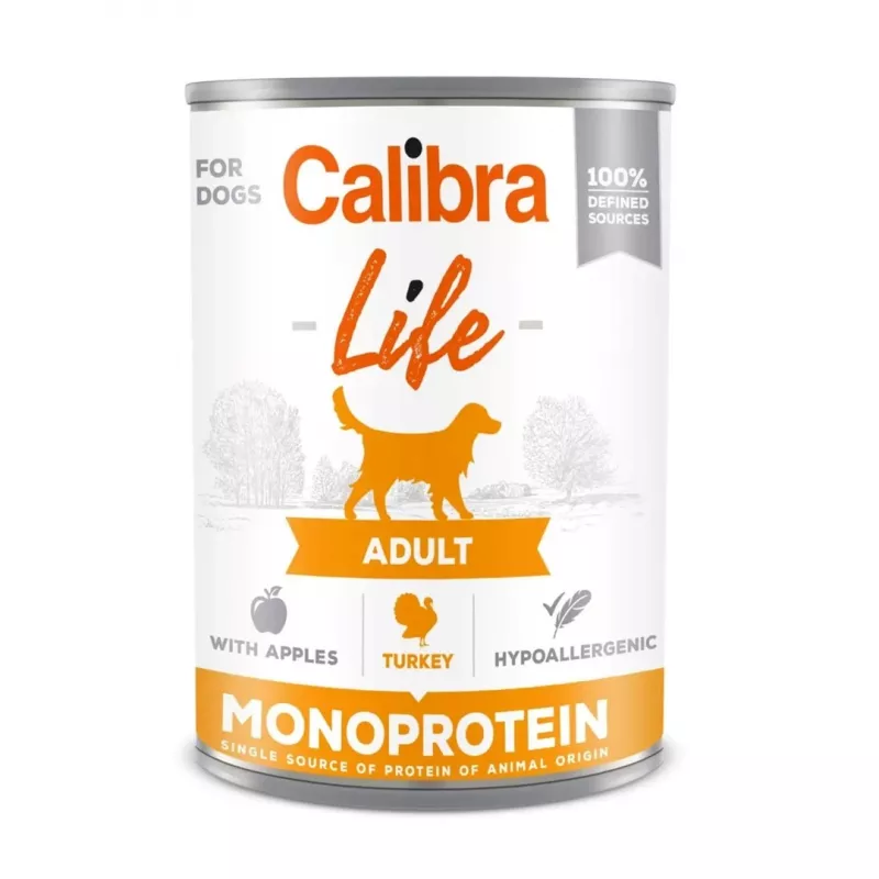 Calibra Dog Life Adult mitrā barība suņiem, tītars ar āboliem, 400 g