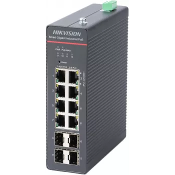 Hikvision DS-3T1512HP-SI-8P4FKIT(75W) tīkla komutators Pārvaldāms Gigabit Ethernet (10/100/1000) Power over Ethernet (PoE) Melns