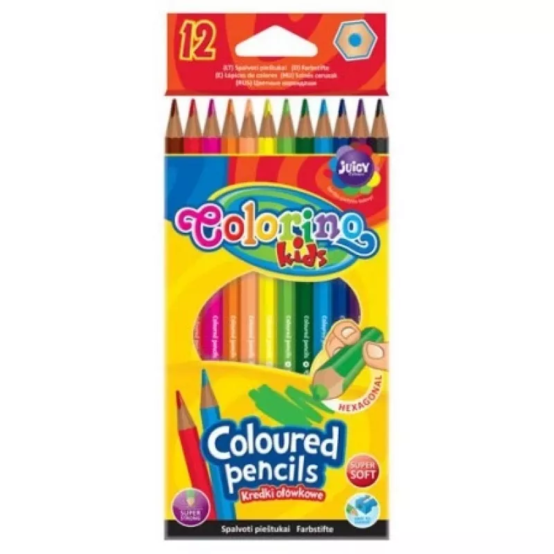 Colorino Kids sešstūra krāsainie zīmuļi 12 krāsas