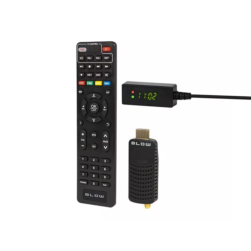 DVB-T2 uztvērējs BLOW 7000FHD MINI H.265 — kompakts virszemes TV uztvērējs, HDMI, USB, S/PDIF, audio L/R, teleteksts