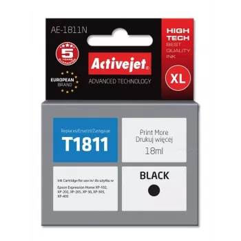 Activejet AE-1811N tintes kasetne (aizstājējs Epson 18XL T1811; Supreme; 18 ml; melna)