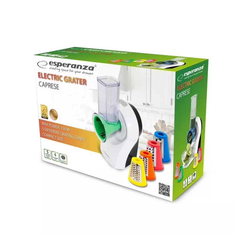 Elektriskā rīve ESPERANZA EKM026, 150 W, AC 220–240 V, 5 rullīši, plastmasas korpuss, daudzkrāsaina