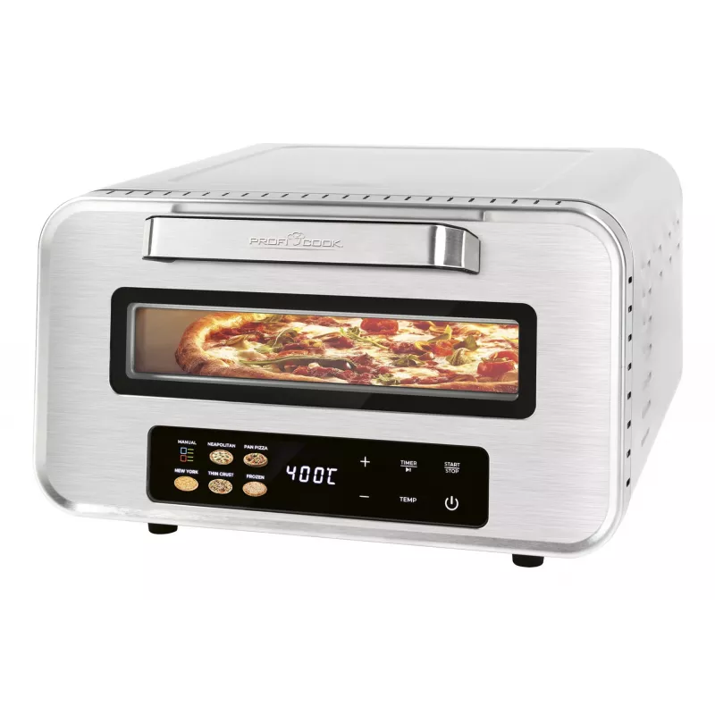 Picu krāsns ProfiCook PC-PO 1323 — galda picu krāsns, 1 pica, 2100 W, nerūsējošais tērauds, digitālais taimeris