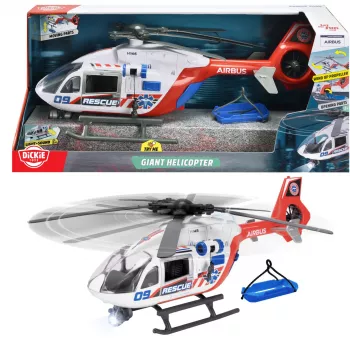 Rotaļu helikopters Dickie Giant Helicopter mērogā 1:24, presēta metāla modelis, saderīgs ar rotaļu komplektiem