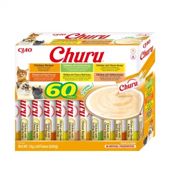Kaķu kārums Inaba Foods Churu Varieties — vista, 60 x 14 g tūbiņas