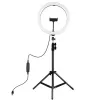 LED gredzena gaisma 30cm ar statīvu līdz 1.1m un telefona turētāju, USB