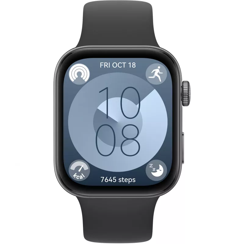 Huawei WATCH Fit 3 4,62 cm (1,82 inch) AMOLED 43,2 mm Digitāls 408 x 480 pikseļi Skārienekrāns Melns Wi-Fi GPS (satelīts)