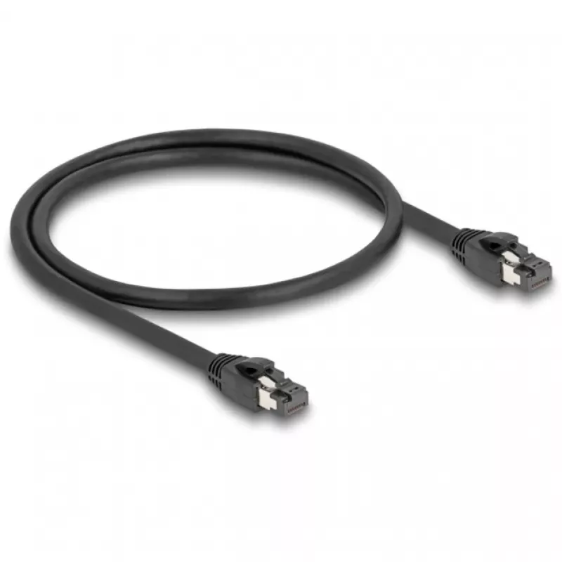 Delock - Savienojuma kabelis - RJ-45 (vīriešu) uz RJ-45 (vīriešu) - 50 cm - 7,5 mm - SFTP, PiMF - CAT 8.1 - Bezhalogēna, bezķēdes - Melns (80232)