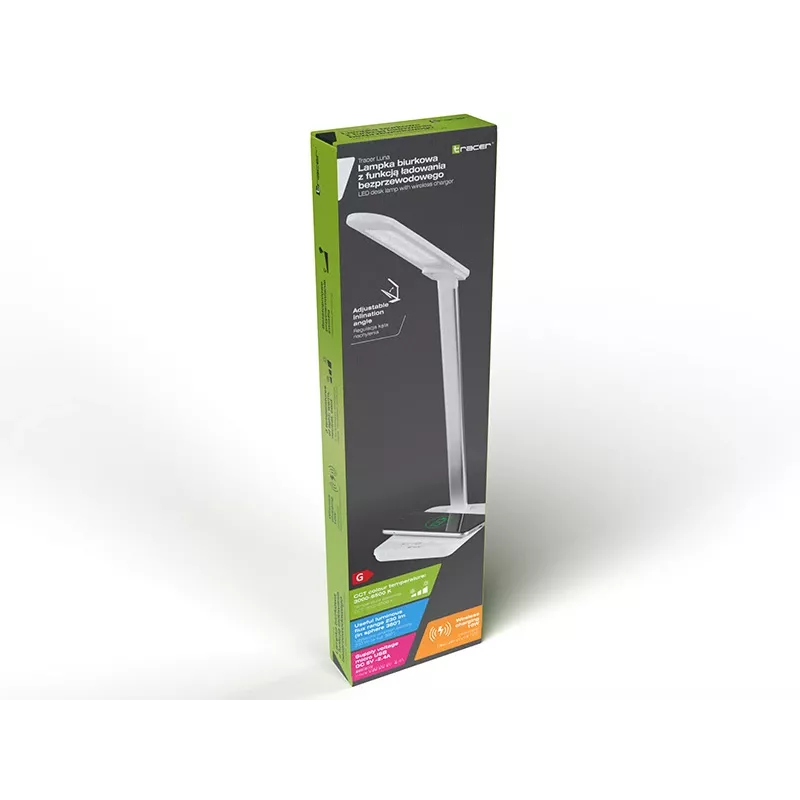 Tracer Luna galda lampa ar 10 W bezvadu lādētāju, LED, 3000–6500 K