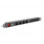 Strāvas sadales bloks LANBERG PDU-04E04I-0200-IEC-BK — 1U, 4 Type E ligzdas, 2 m kabelis, 10 A, 220–250 V