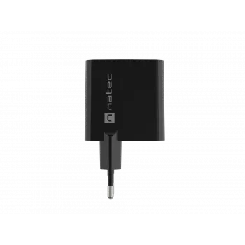 Vadu mobilo ierīču lādētājs NATEC NUC-2143, 45 W, USB-C PD 3.0 + USB-A QC 3.0, 110–240 V, melns
