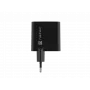 Vadu mobilo ierīču lādētājs NATEC NUC-2143, 45 W, USB-C PD 3.0 + USB-A QC 3.0, 110–240 V, melns