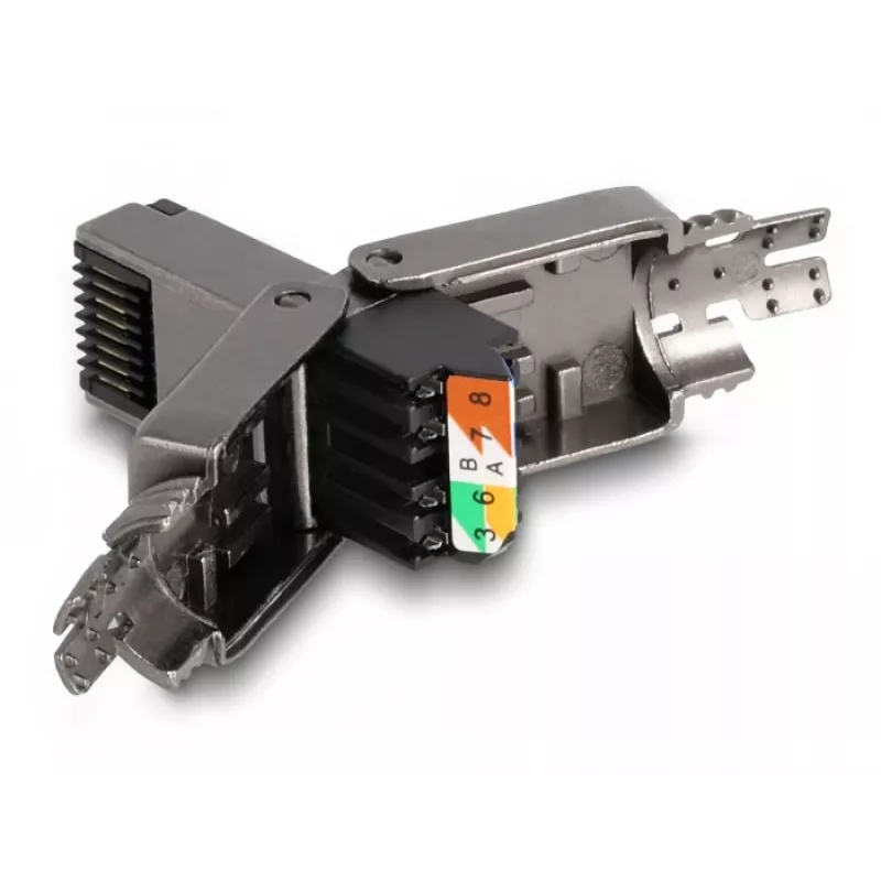 Tīkla kabelis DeLOCK RJ45 spraudnis Cat.8.1 STP bez instrumentiem Melns
