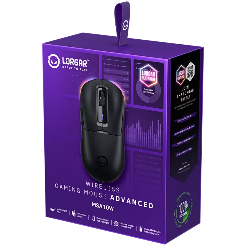 Spēļu pele LORGAR MSA10W Wireless