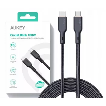 AUKEY CB-KCC101 Nylon kabelis USB-C - USB-C 1m