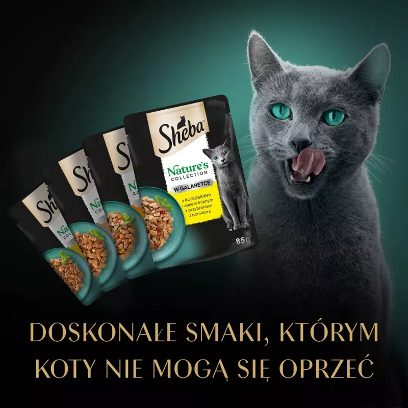 SHEBA Nature's Collection mājputnu garšu želejā - mitrā kaķu barība - 40 x 85g