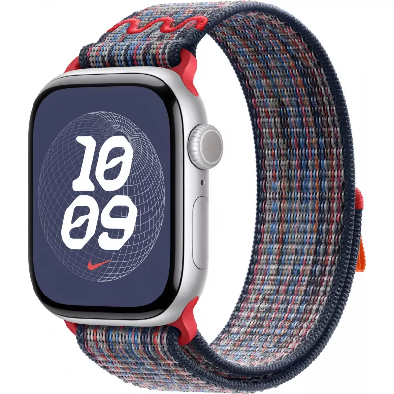 42 mm zila/sarkana Nike Sport Loop