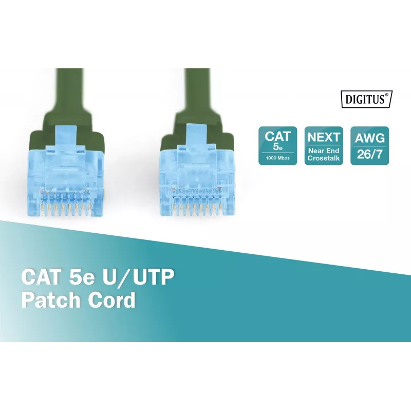 Tīkla savienojuma vads DIGITUS CAT5e U/UTP, 3 m, RJ-45 uz RJ-45, zaļš