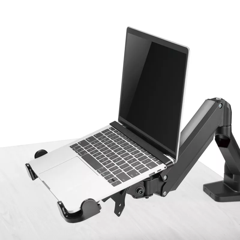 Piezīmjdatoru galda turētājs MACLEAN MC-836 — regulējams augstums, ergonomisks dizains, melns, horizontālai klēpjdatoru lietošanai (58,5×236×320 mm)