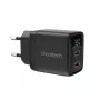 Choetech PD6051 USB-C USB-C PD 35W GaN sienas lādētājs ar displeju - melns