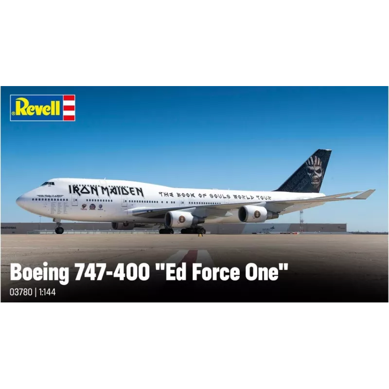 Revell 03780 Boeing 747-400 Iron Maiden Ed Force One 1:144 mēroga neapstrādāts/neapgleznots plastmasas modeļa komplekts