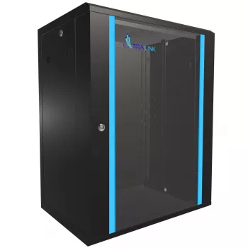 Sienas skapītis Extralink Rackmount cabinet 15U 600x450 melns ar atslēdzamu aizslēgu un montāžas sliedēm