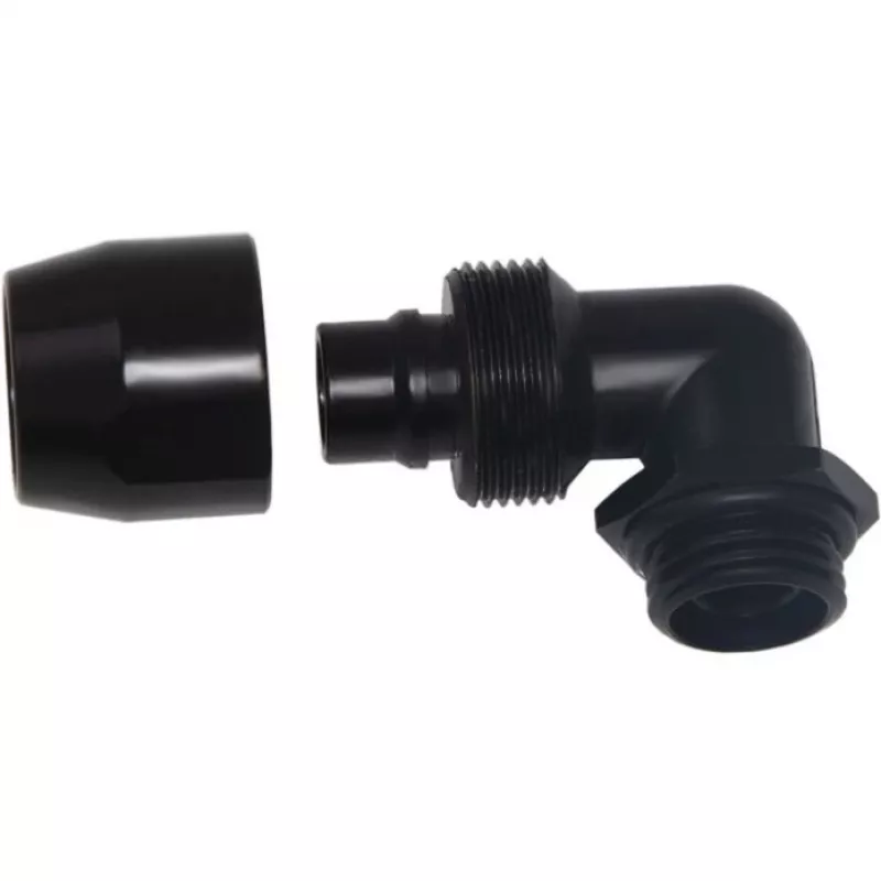 Alphacool HF Screw-In Fitting TPV Metal - 90° Rotatable 12,7/7,6mm - Melna (17455)