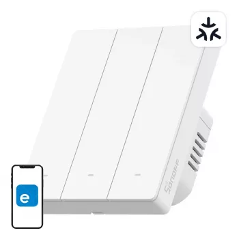 WiFi viedais sienas slēdzis Sonoff M5-3C-80W 3 kanālu rāmītim