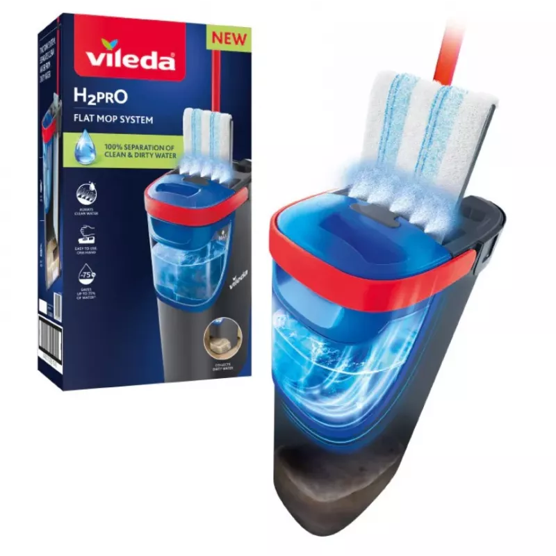 Mop VILEDA Microfibre 1200 ml Wet, 360° rotating head, 140.5 cm stick, removable machine-washable head