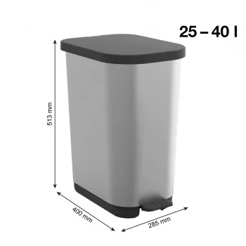ROTHO Ribo Silver - pedāļa tvertne – 35l
