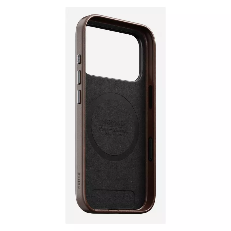 Mobilā tālruņa vāciņš Nomad Traditional Leather vāciņš iPhone 17 Pro, ādas mikrošķiedras, piemērots 6,3 collu (16 cm), brūns