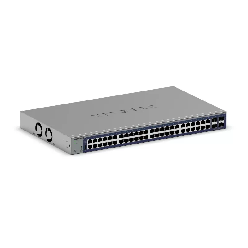 Pārvaldāms Gigabit Ethernet slēdzis Netgear GS752TX, 48x RJ-45 10/100/1000, 10G atbalsts, 1U statīvs, pelēks
