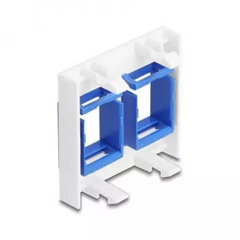 Iespraužamā rāmja piederums DELOCK 81557 — plastmasas keystone moduļa rāmis, 45×45×17,5 mm, zils/baltss